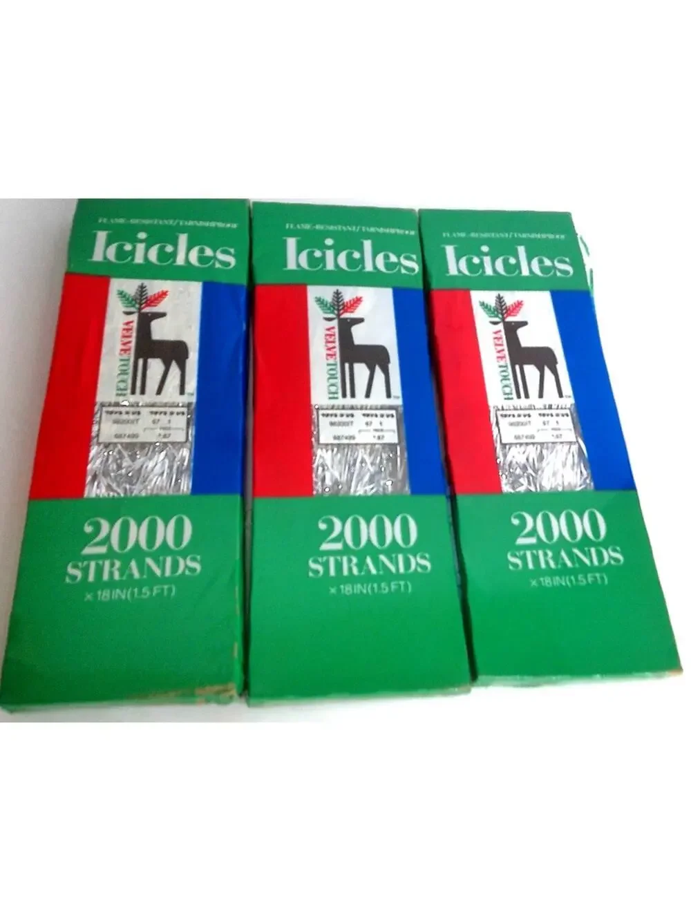 Vintage Toys R Us Silver Icicles Tinsel Garland 2000 Strands Each Set Of 3